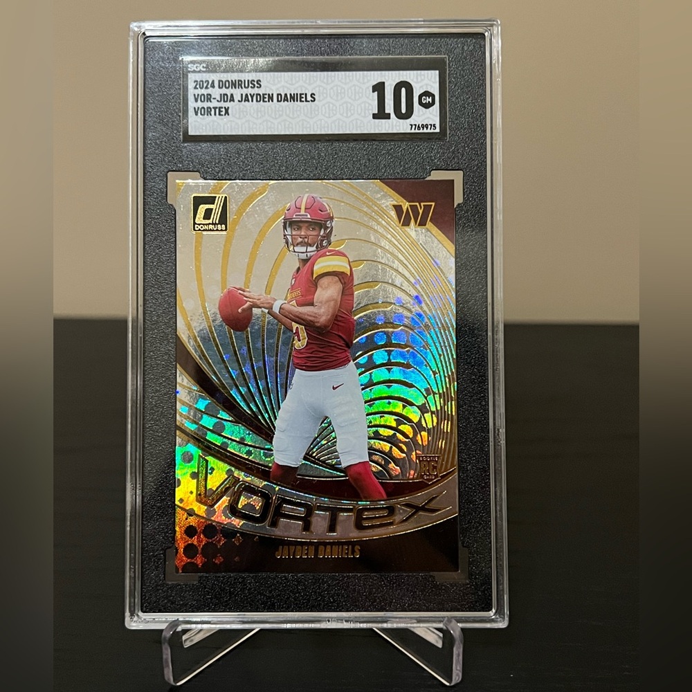 Jayden Daniels Donruss Vortex SGC 10 Graded NFL Football Trading Card RC ROY 🔥🏈